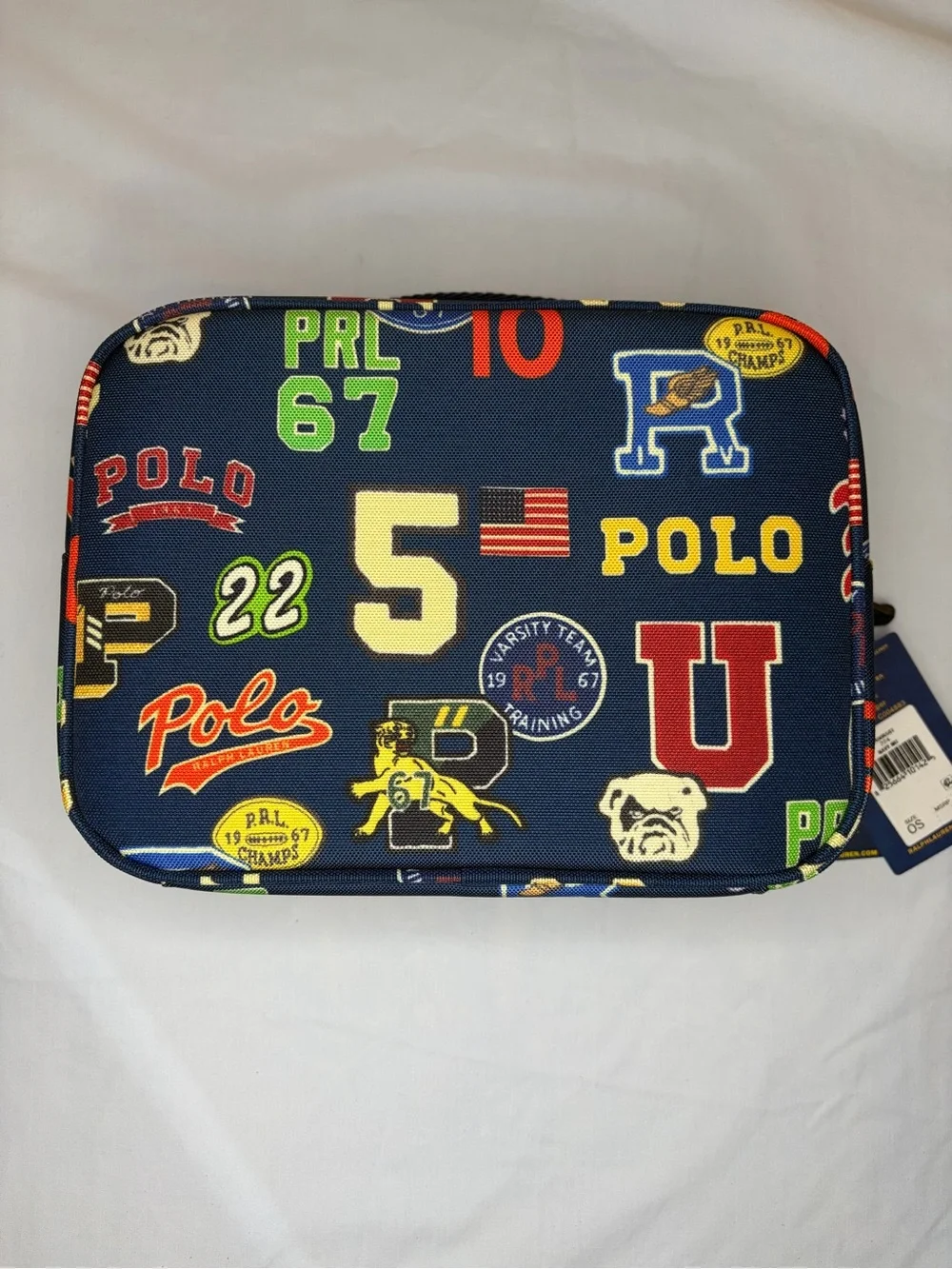 Polo by Ralph Lauren Navy Lunch Box Tote Multicolor Insulated Patch Graphics